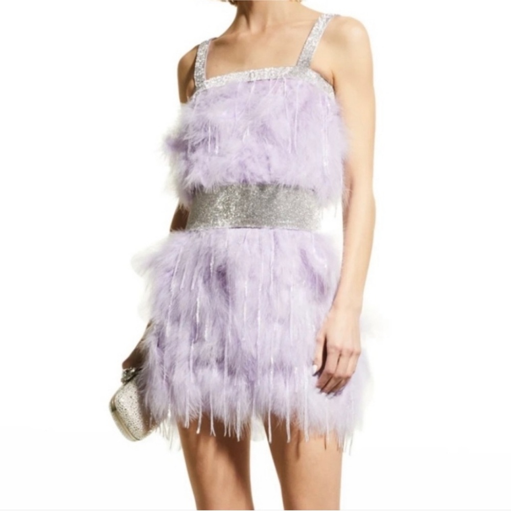 Bronx and Banco Lilac Mini Dress with Metallic Highlights